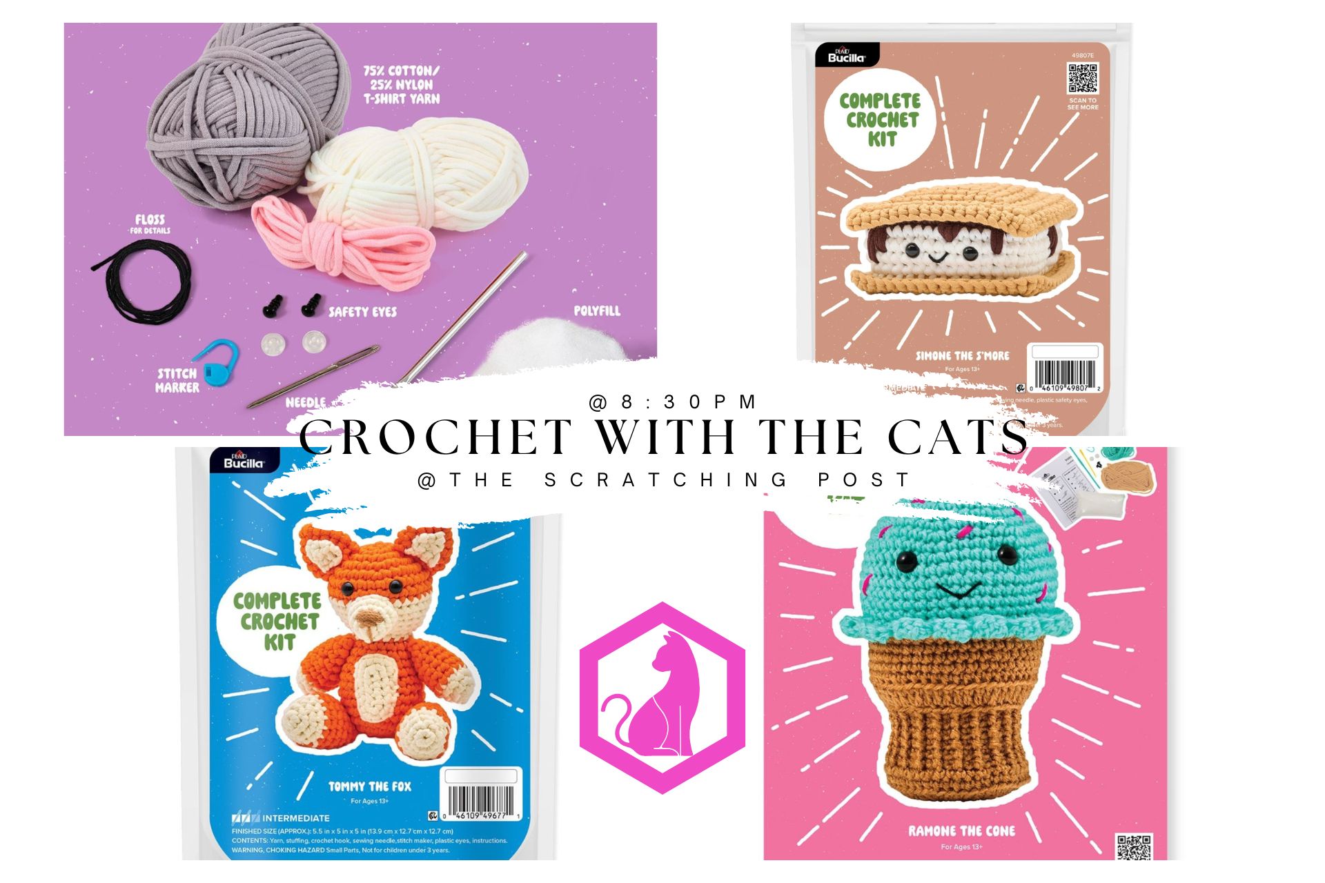 Crochet with the Cats The Scratching Post Champaign, IL Cat Cafe2